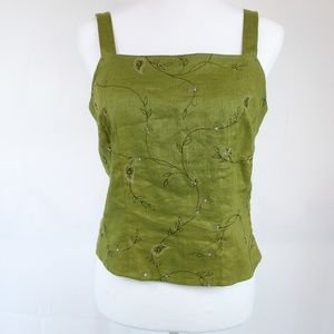 Ann Taylor Lined Crop Top Beads Flowers Butterflys